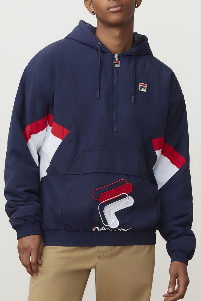 Fila Resso 1/4 Zip Jacket Navy - Mens - 56498VGWM